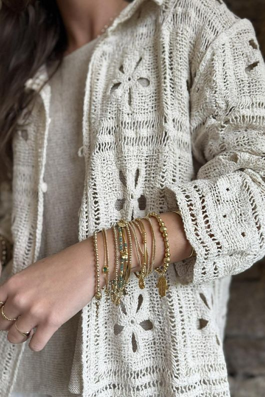 Trivento Patchwork Crochet Jacket Stone